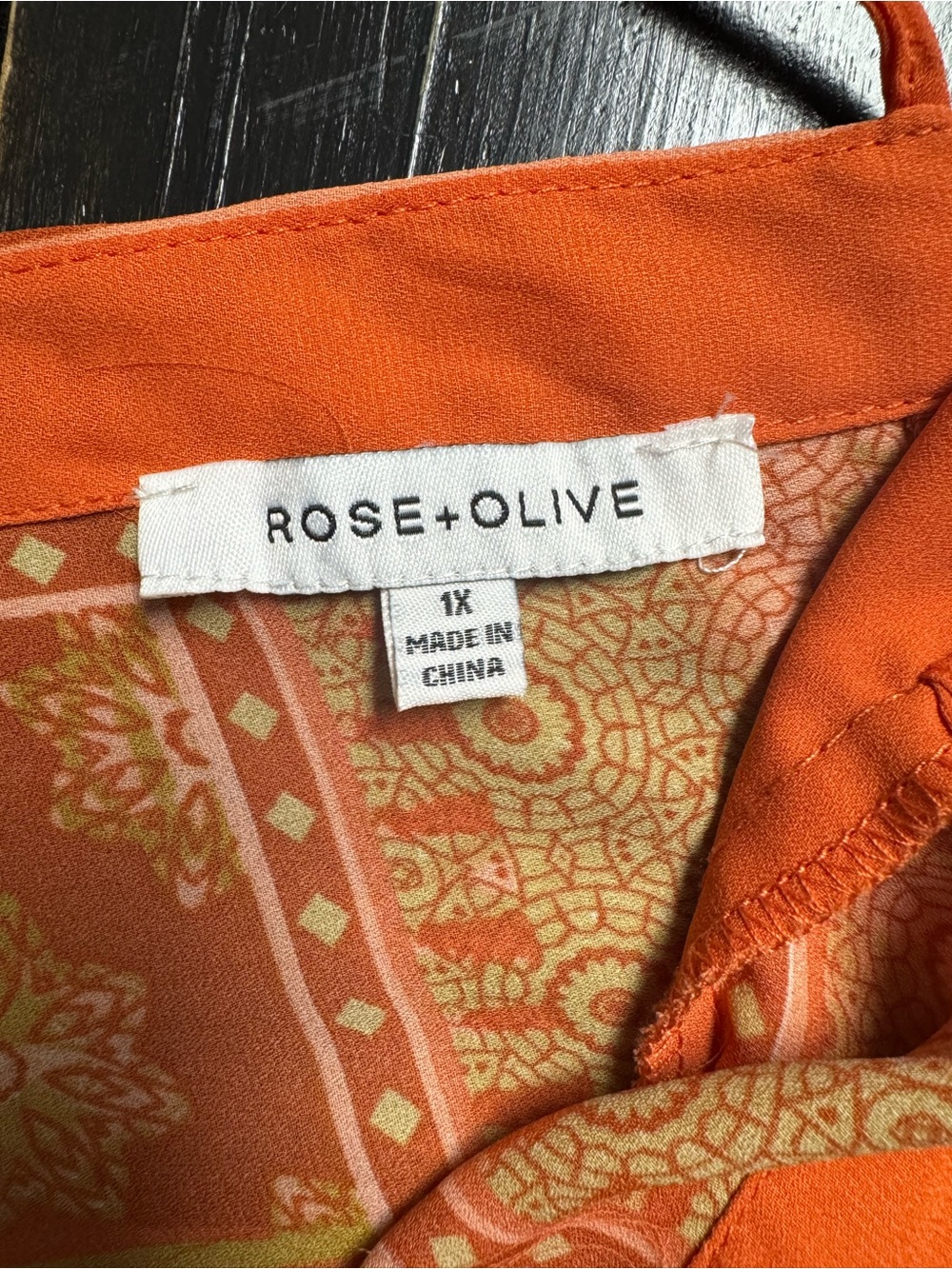 Rose & Olive Orange and Yellow Paisley V-Neck Tunic - Picture 5 of 8